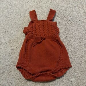 Cat & Jack Rust Knit Baby Romper with Ruffle Straps